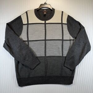 Dockers Sweater Mens XL Gray Grid Pattern Dad Style Retro Lightweight‎ Casual